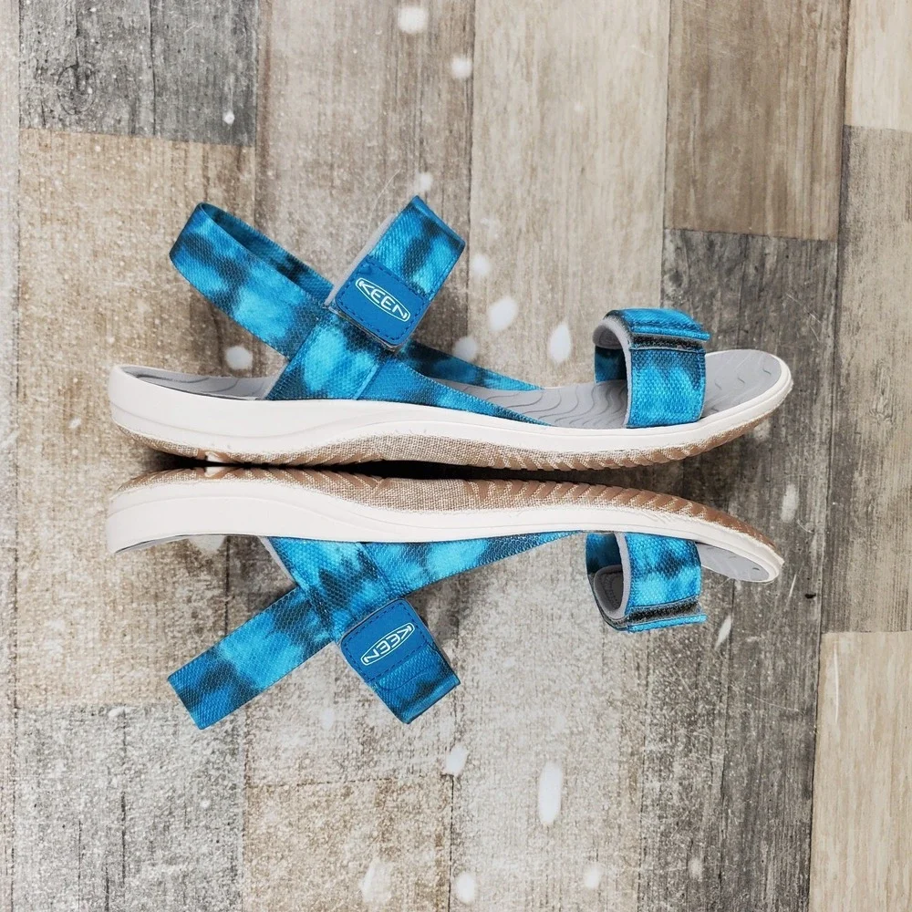 Keen Elle Backstrap Kids‎ Sandals Sz 6 Sea Moss Fjord Blue Adjustable Open Toe